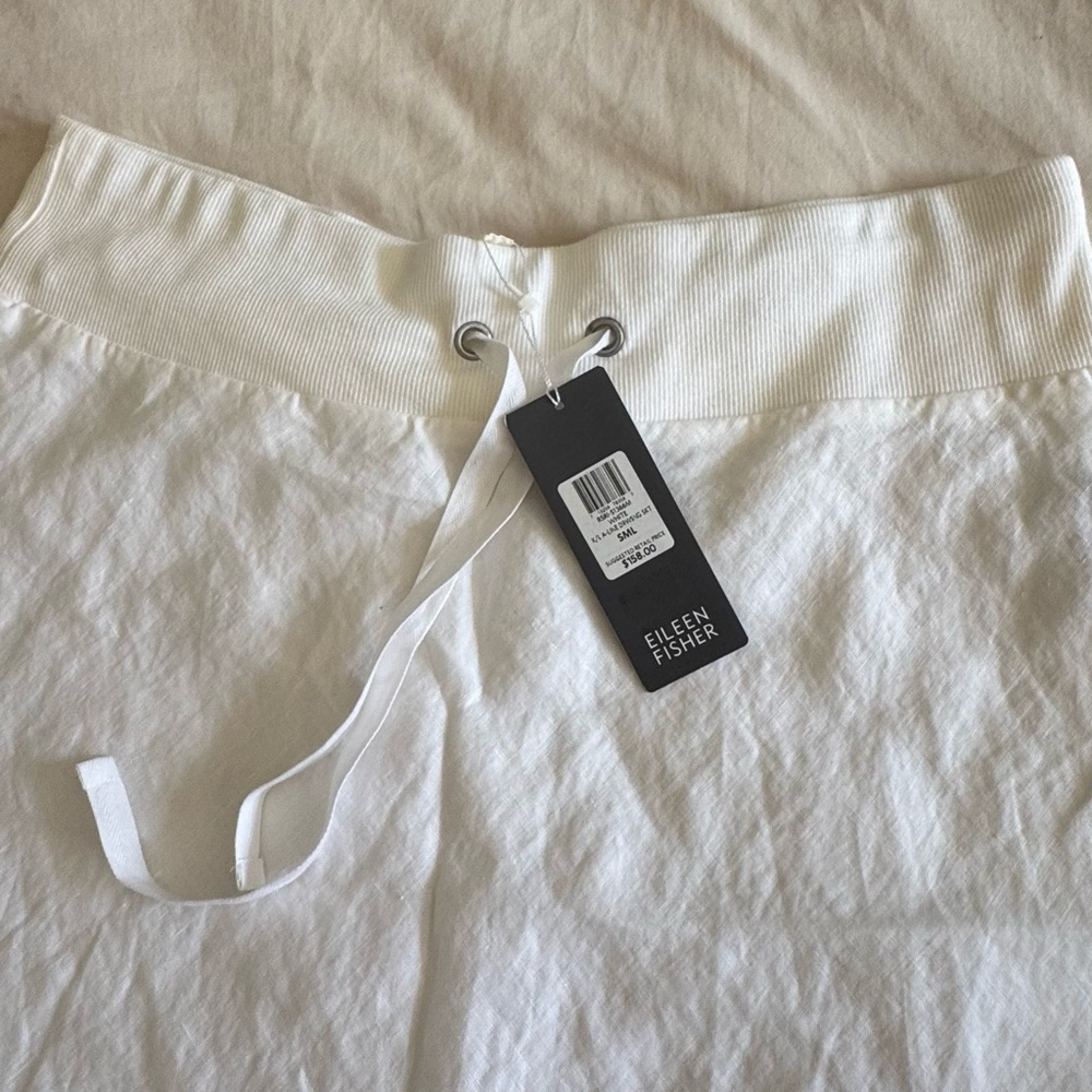 NWT Eileen Fisher White Skirt with Drawstring - Picture 4 of 8